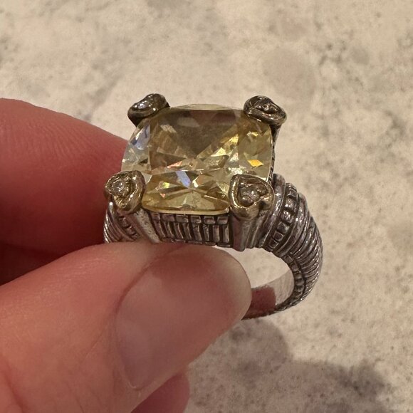 Judith Ripka STERLING/18K GOLD, CANARY WITH DIAMOND ACCENTS FONTAINE - Picture 7 of 7